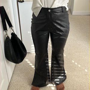 Black flare leather pants